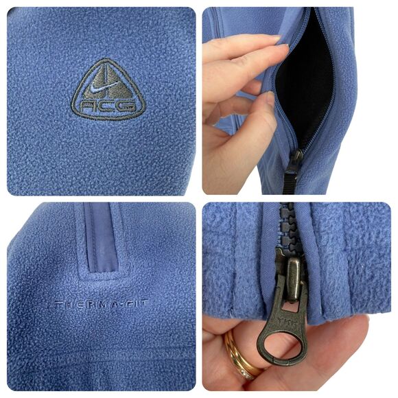 Vintage Nike ACG Vest Women’s XL Blue Therma-Fit Fleece 2-Way Zip Pockets 90s - Picture 6 of 10
